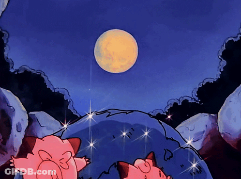 Two Pigs Looking Up At Full Moon GIF