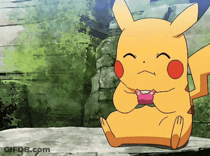Two Pikachu Eating Together GIF