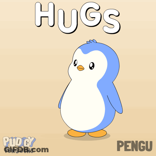 Two Pink And Blue Penguins Hugs GIF
