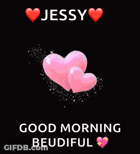 Two Pink Hearts Good Morning Beautiful GIF
