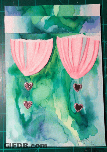 Two Pink Umbrellas With Hearts 1920 GIF