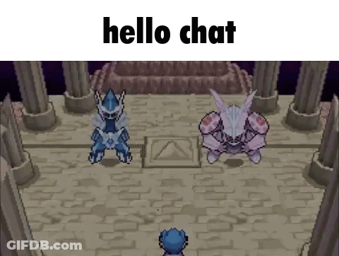 Two Pokemon Are Standing Next To Each Other On A Brick Floor In A Room . GIF