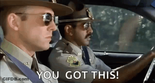 Two Police Officers Are Driving A Car And One Is Saying `` You Got This ! '' GIF