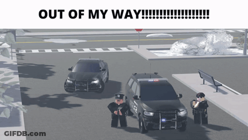 Two Police Officers Car Out Of My Way GIF