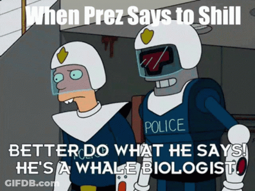 Two Police Officers Standing Next To Each Other With The Caption When Prez Says To Shill GIF
