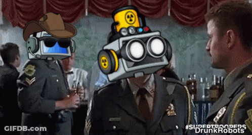 Two Police Officers Talking Supertroopers Drunk Robots GIF