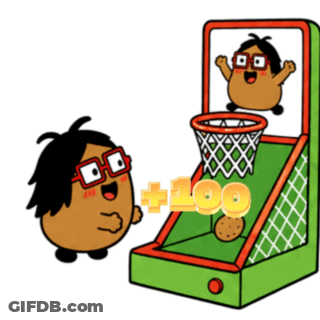 Two Potatoes Playing Basketball 100 Points GIF