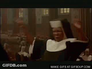 Two Priests Praying On Church Bench GIF