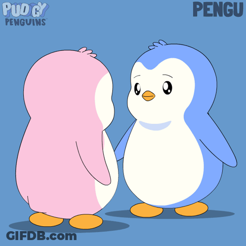 Two Puddy Penguins Standing GIF