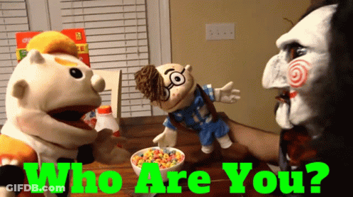 Two Puppets Saying Who Are You GIF