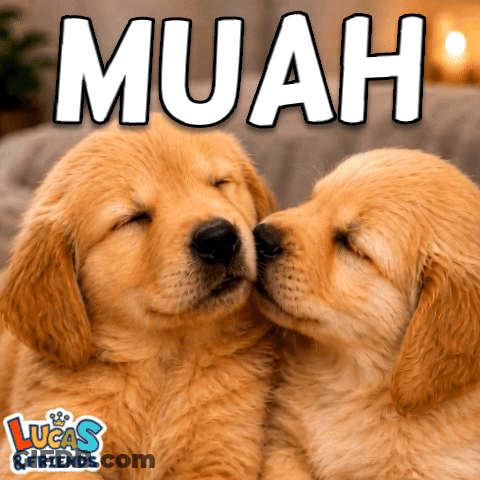 Two Puppies Kissing With Muah GIF