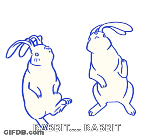 Two Rabbits Drawing With Rabbit Text GIF