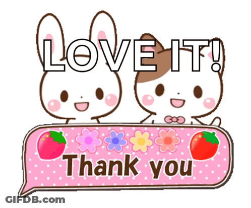 Two Rabbits Holding Love It Thank You Sign GIF
