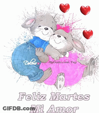 Two Rabbits Hugging Feliz Martes Mi Amor GIF