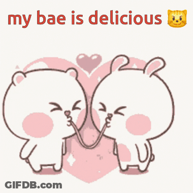 Two Rabbits Kissing My Bae Is Delicious GIF