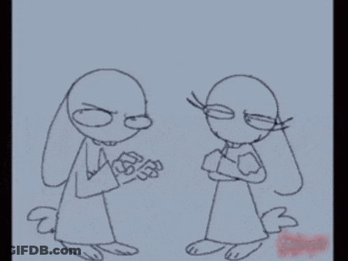 Two Rabbits Standing Side By Side GIF