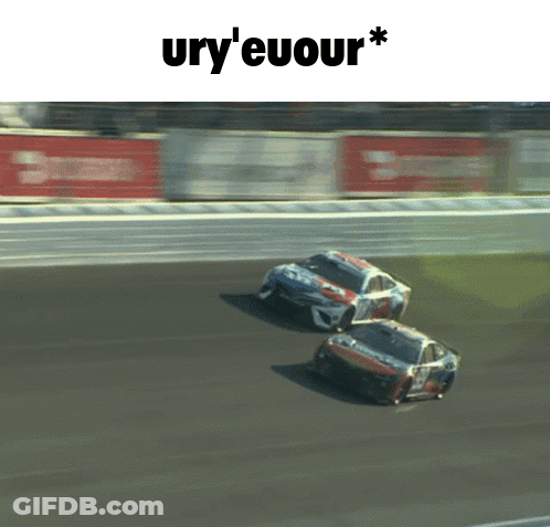 Two Racing Cars On Track With Ury'euour * GIF