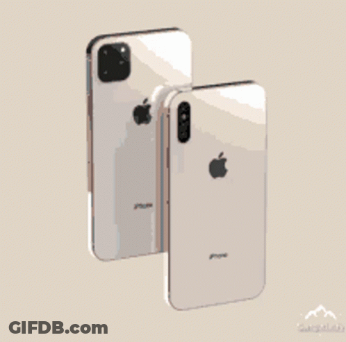 Two Red Apple Iphones Are Displayed Side By Side On A White Background GIF