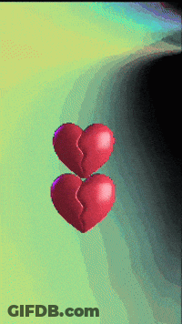 Two Red Hearts Floating On Green GIF