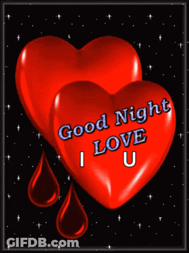 Two Red Hearts Saying Good Night I Love You GIF
