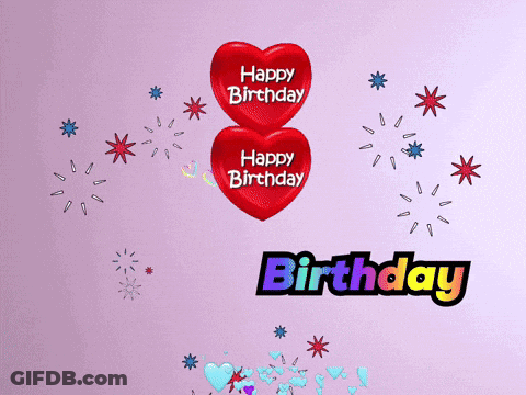 Two Red Hearts Saying Happy Birthday GIF