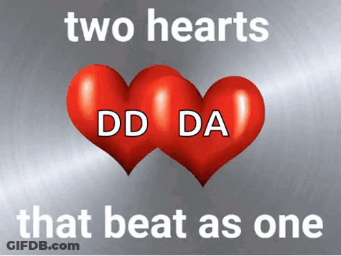 Two Red Hearts With The Words Two Hearts That Beat As One Above Them GIF