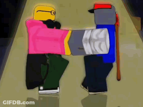 Two Roblox Characters Are Standing Next To Each Other GIF