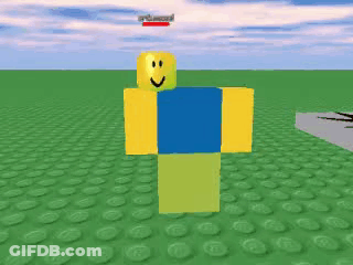 Two Roblox Characters Are Standing Next To Each Other On A Green Background GIF
