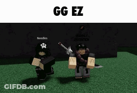 Two Roblox Characters Are Standing Next To Each Other With The Words Gg Ez On Top GIF