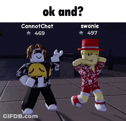 Two Roblox Characters Dancing Ok And Swanle 497 GIF