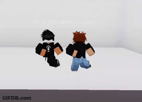 Two Roblox Characters Standing In White Room GIF