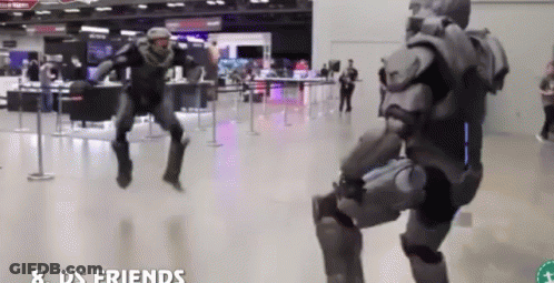 Two Robots Dancing Ds Friends GIF