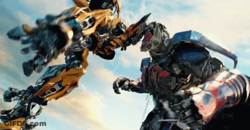 Two Robots Fighting In The Air GIF