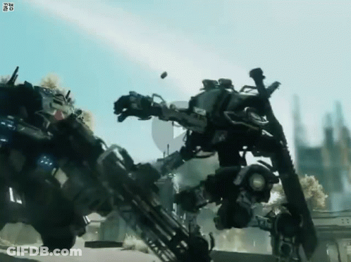 Two Robots Fighting In Video Game GIF