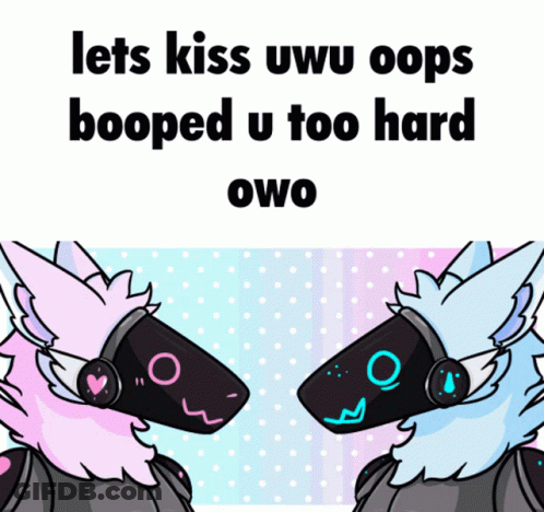 Two Robots Lets Kiss Uwu Oops Booped U Too Hard Owo GIF