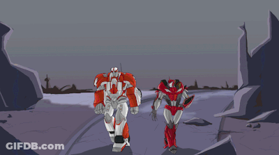 Two Robots One Red GIF
