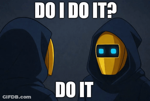 Two Robots Saying Do I Do It GIF