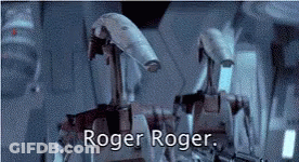 Two Robots Saying Roger Roger GIF