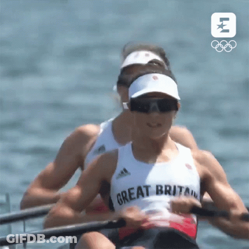 Two Rowers From Great Britain In Water GIF