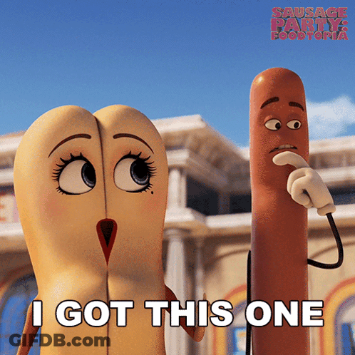 Two Sausages From Sausage Party Standing Together GIF