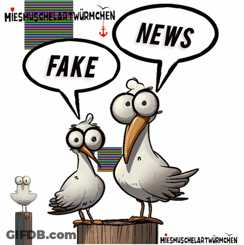 Two Seagulls Talking Fake And News GIF