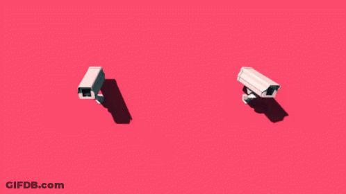 Two Security Cameras Against Pink Background GIF
