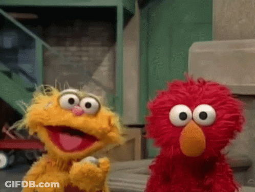 Two Sesame Street Stuffed Animals Together GIF