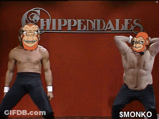 Two Shirtless Men Are Standing In Front Of A Sign That Says Chippendale 'S GIF