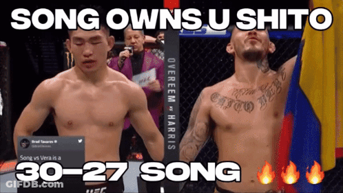 Two Shirtless Men Song Owns U Shito GIF