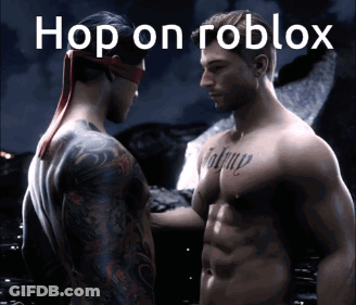 Two Shirtless Men With Hop On Roblox GIF