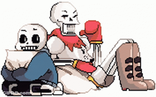 Two Skeletons Sitting Together GIF