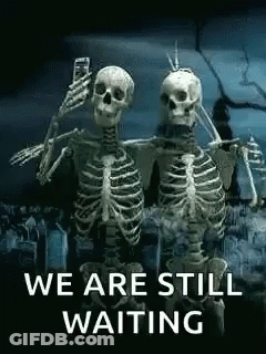 Two Skeletons Taking Selfie In Cemetery GIF
