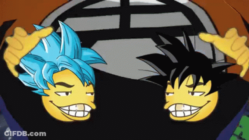 Two Smiley Faces With Different Hair GIF