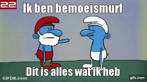 Two Smurfs Saying Ik Ben Bemoeismurf GIF